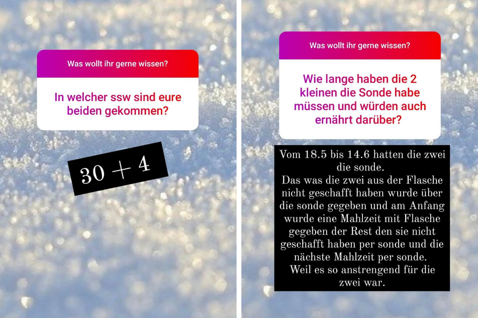 Sarafina Wollny (26) erklärt in einer Instagram-Story, dass ihre Zwillinge über Sonden ernährt wurden. (Fotomontage)