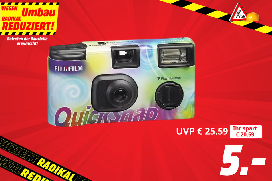 Fujifilm-Einwegkamera QuickSnap Flash 27
für 5 statt 25,99 Euro.