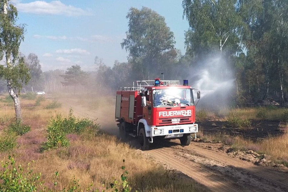 Bei Jüterbog stehen mehrere Hektar munitionsbelasteter Wald in Flammen.