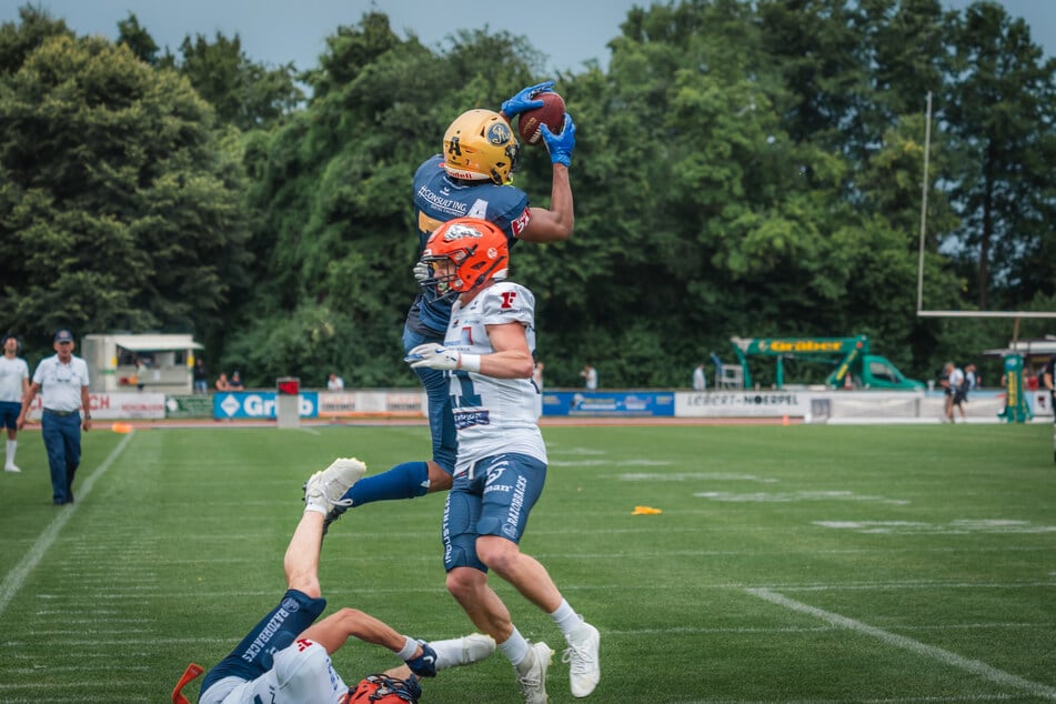 Erst spät in Halbzeit eins bewies Tyler Hudson bei seinen Touchdowns sichere Hände.