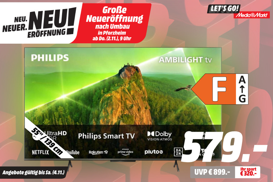 55-Zoll Philips-Fernseher für 579 statt 899 Euro.
