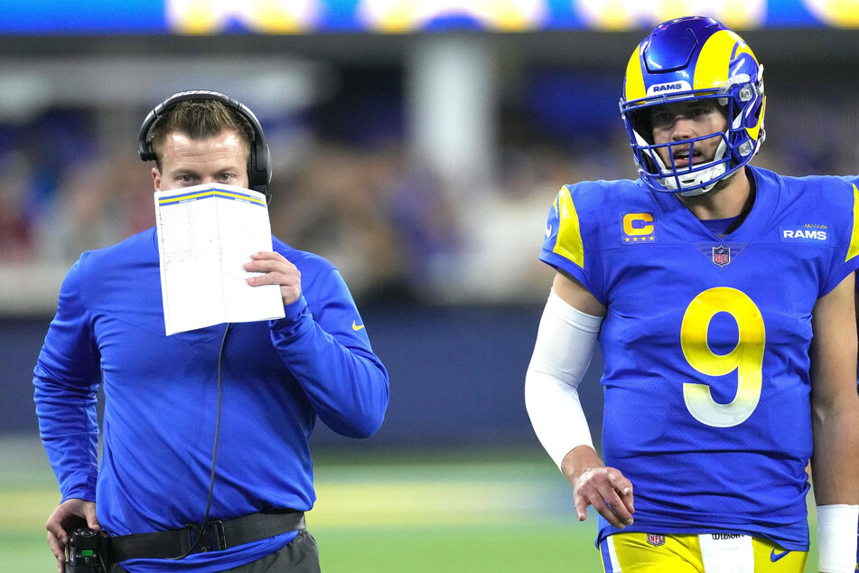 Rams Head Coach Sean McVay (l.) and starting quarterback Matthew Stafford both ahd plenty to celebrate.