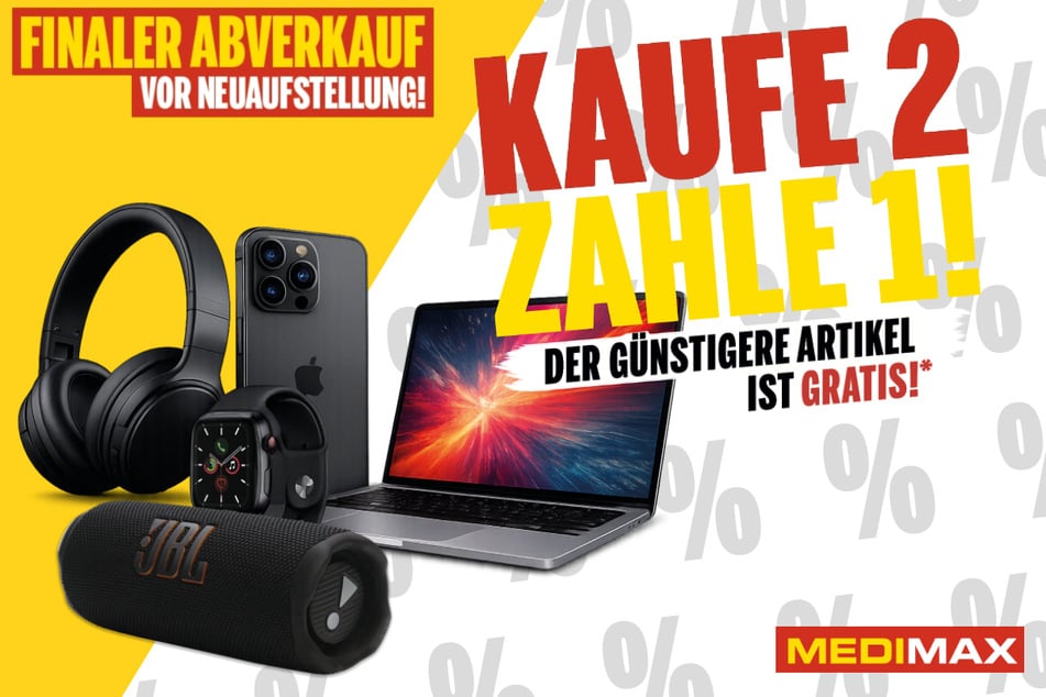 Finaler Abverkauf bei MEDIMAX: 2 Produkte kaufen, nur einen Artikel zahlen*.