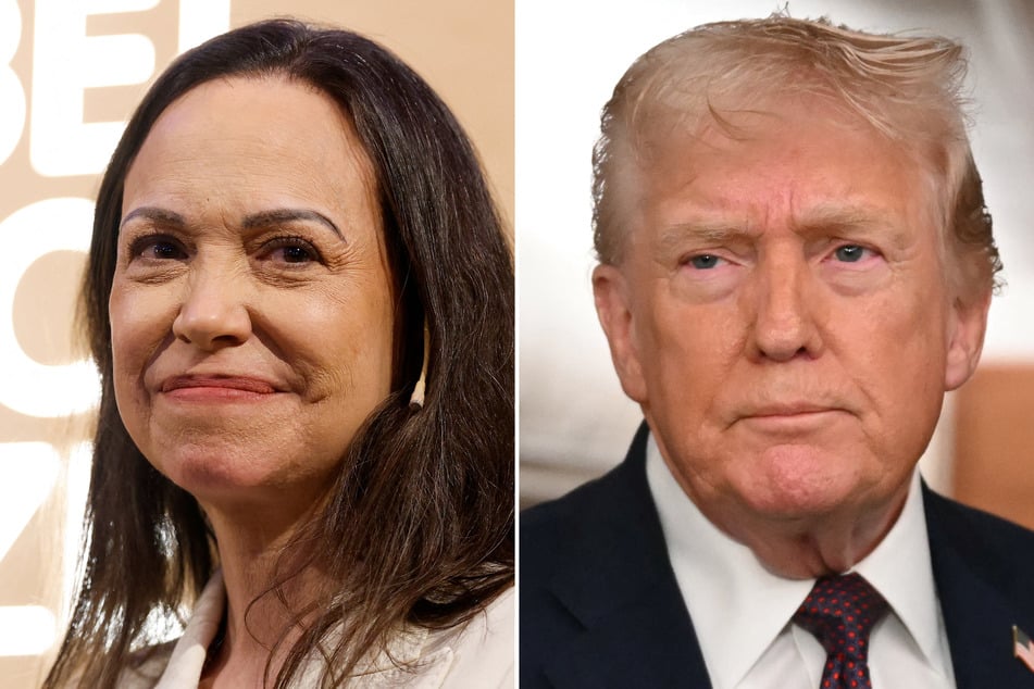 Donald Trump (r.) will meet Venezuelan opposition leader Maria Corina Machado at the White House on Thursday.