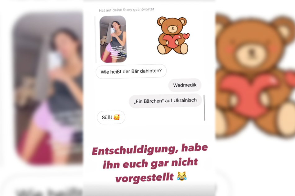 Etwas später am Montagabend stellte Anastasiya Avilova (32) den Teddybären im Hintergrund ihren Instagram-Followern vor.