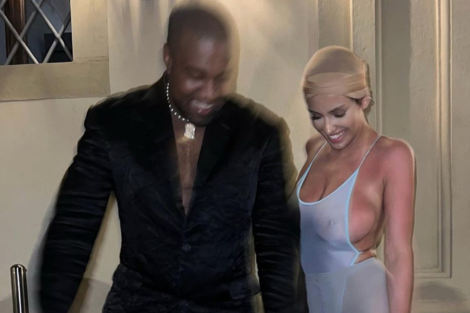 Kanye West and Bianca Censori (r) have been enjoying their Italian getaway barefoot and barely clothed much to the dismay of Italian locals.