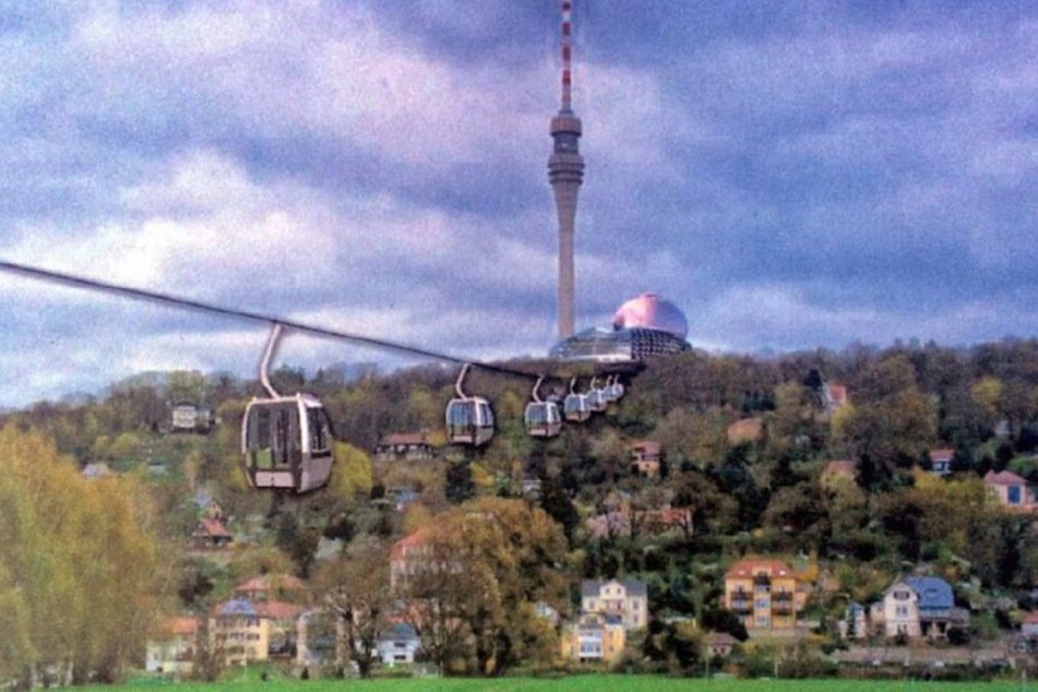 So stellte sich der Fernsehturm-Verein die Seilbahn in einem früheren Entwurf vor.