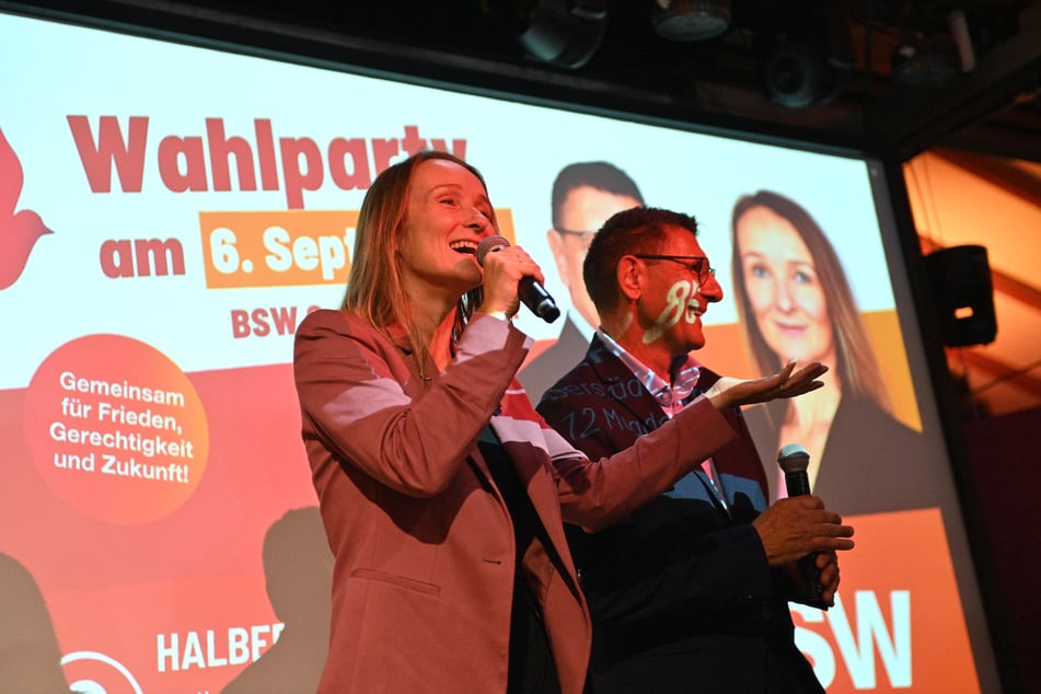 Claudia Wittig (43) und Thomas Schulze (62) vom BSW wollen mit allen Parteien Gespräche führen - auch mit der AfD.