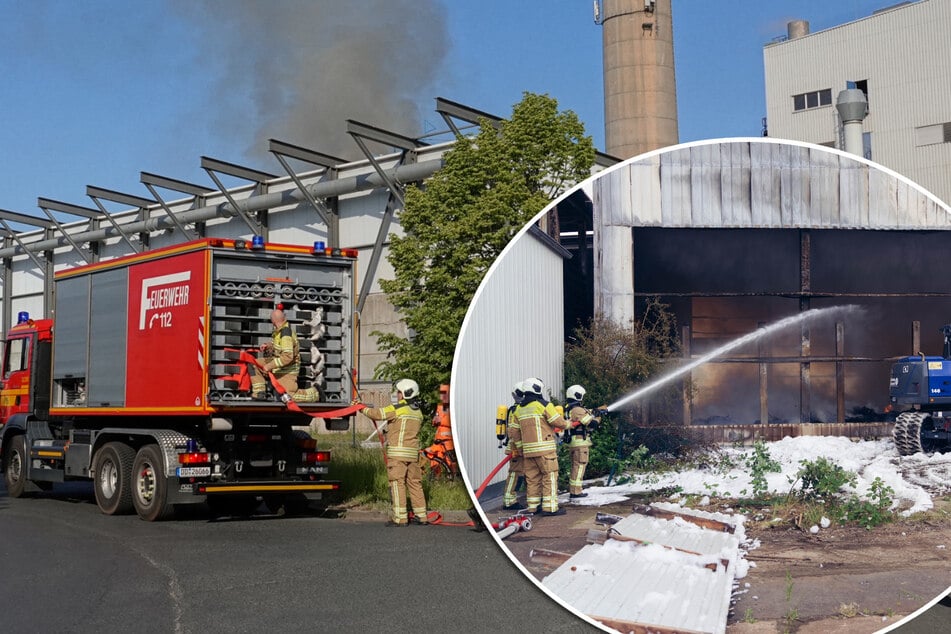 Dresden: Flammen bei Entsorgungsbetrieb! Müllhalle abgefackelt, Brandwache über Nacht