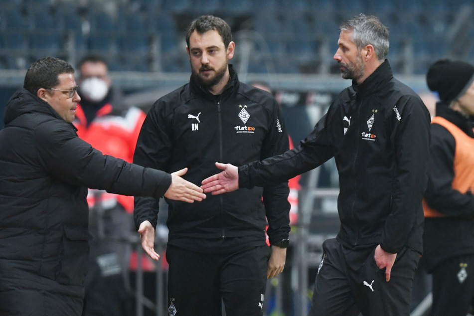 Werden Eberl (l.) und Leipzigs neuer Coach Marco Rose (46, r.) wieder so ein gutes Team wie einst in Gladbach?