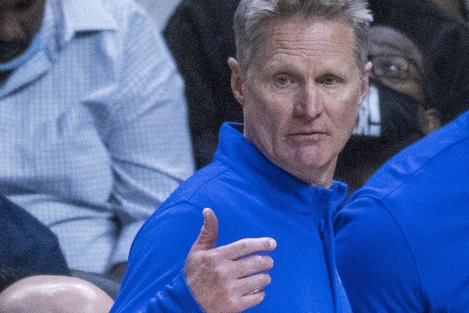Head coach Steve Kerr of the Golden State Warriors celebrated another win.