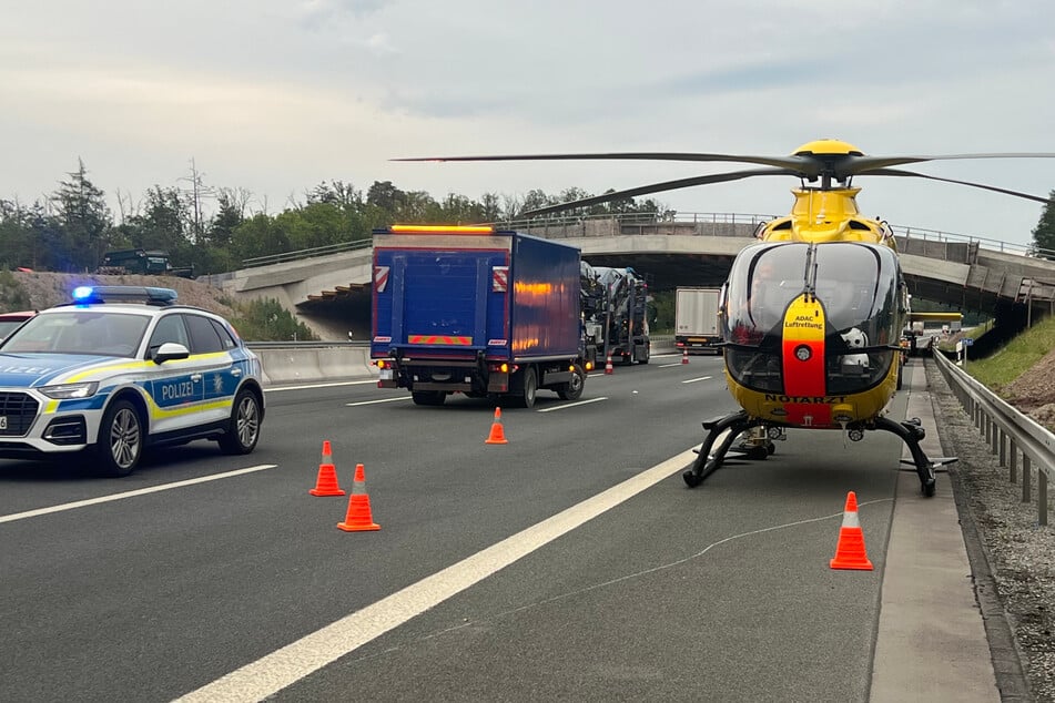 Bei schwerem Verkehrsunfall: Rettungshubschrauber hat Panne auf der A3