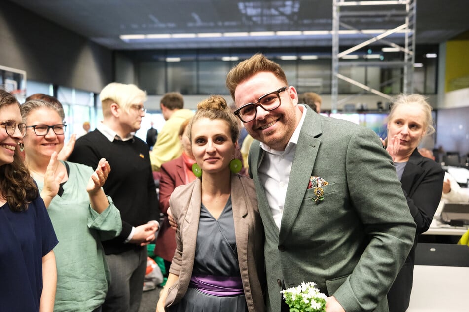 Die neuen Grünen-Chefs: Coretta Storz (39, l.) und Martin Helbig (38, r.) wurden auf dem Parteitag gewählt.