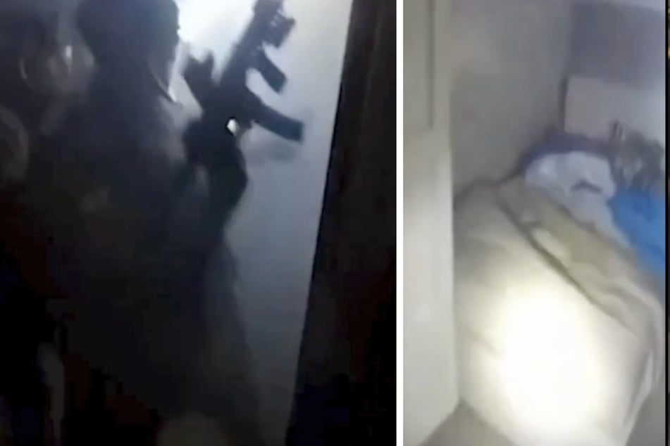 Aufnahmen der Bodycams der Einsatzkräfte zeigen den Moment, in dem der Mafia-Boss in seinem Bett überrascht wird.
