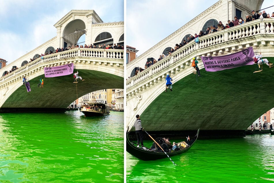 "Während die Regierung redet": Klima-Aktivisten färben Canal Grande in Venedig grün!