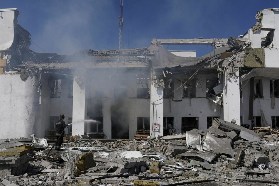 Russian bombs also hit the House of Culture, which was used to distribute aid, in Derhachi near Kharkiv, Ukraine.