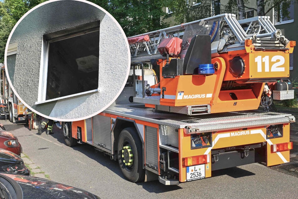 Leipzig: Brand in Leipziger Mehrfamilienhaus: Feuerwehr rettet Frau aus Wohnung