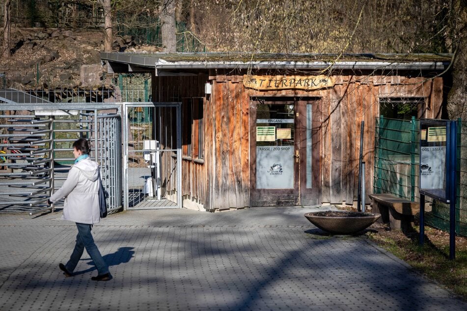 Wenig einladend: Noch immer werden Besucher des Chemnitzer Tierparks an einem alten Kassencontainer empfangen, den einst die Sparkasse spendierte.