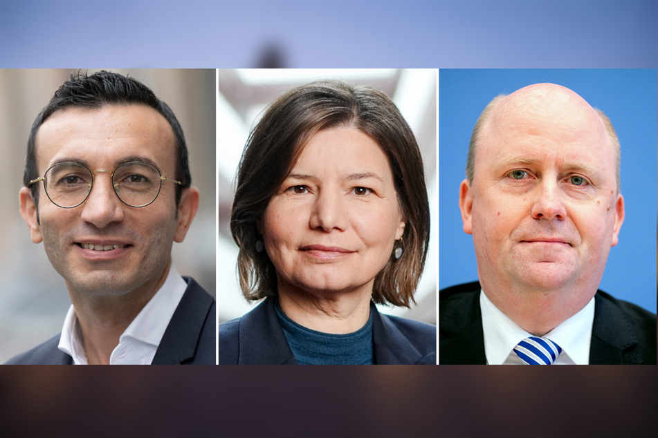 Wer macht das Rennen: Mike Josef (40, SPD, v.l.n.r.), Manuela Rottmann (50, Grüne) oder Uwe Becker (53, CDU)?