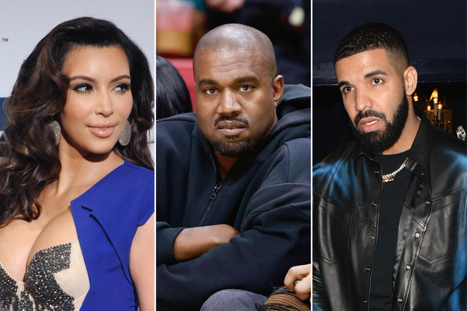 Some fans think Drake's (r) new song featuring a sample of Kim Kardashian (l) is a jab at Kanye West.