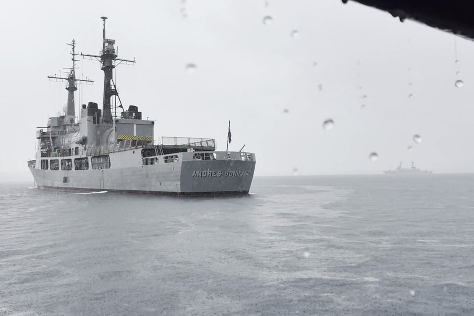 This video grab photo taken on June 7, 2025 shows a general view of Philippine navy vessels anchored at Oyster Bay naval facility in Palawan province, West of Manila.