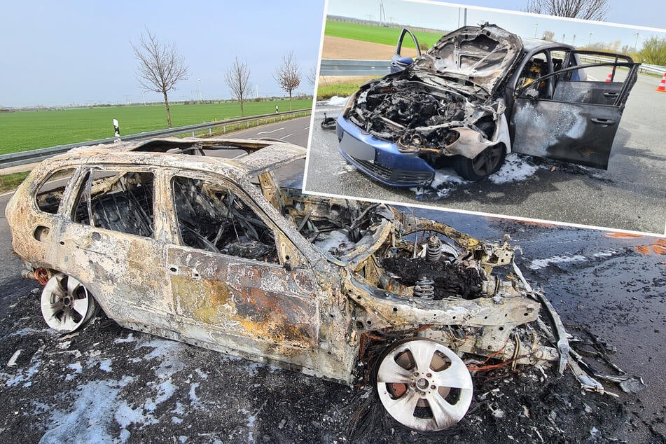 Unfall A38: Zwei Autos gehen nahe der A38 in Flammen auf