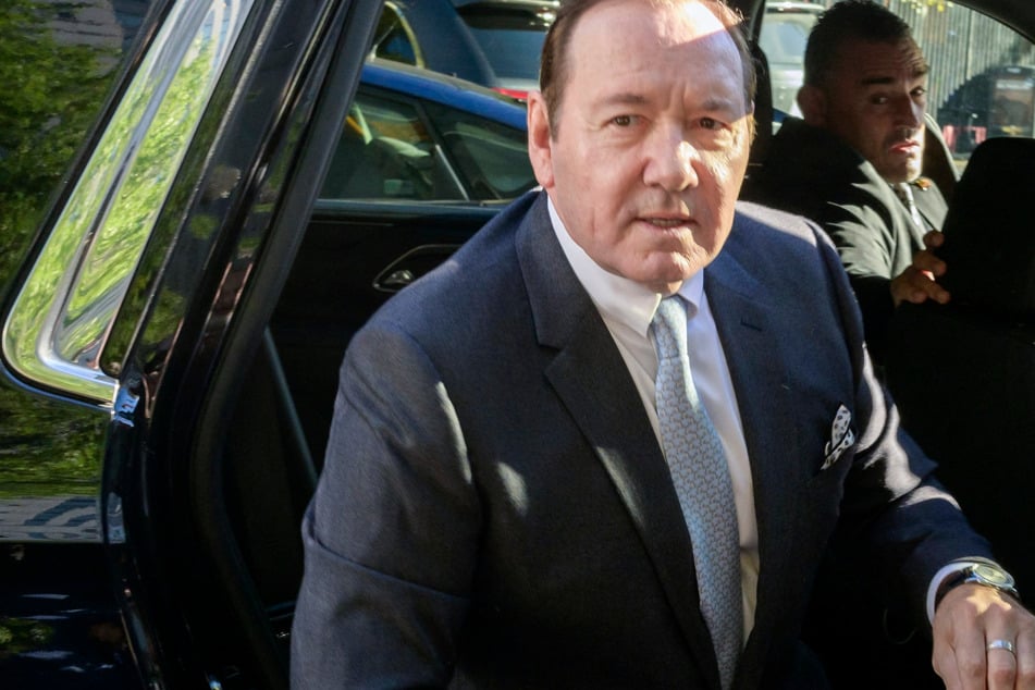 Kevin Spacey arrives at the civil trial hearing in New York on Thursday.