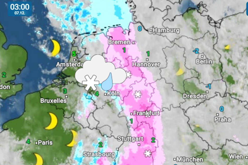 Mit Tief "Gerrit" zieht ab Montagabend eine Schnee-Front durch Deutschland.