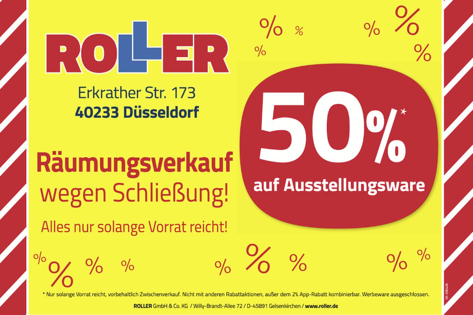 Diese Ausverkaufs-Rabatte erwarten Euch aktuell bei ROLLER in Düsseldorf.