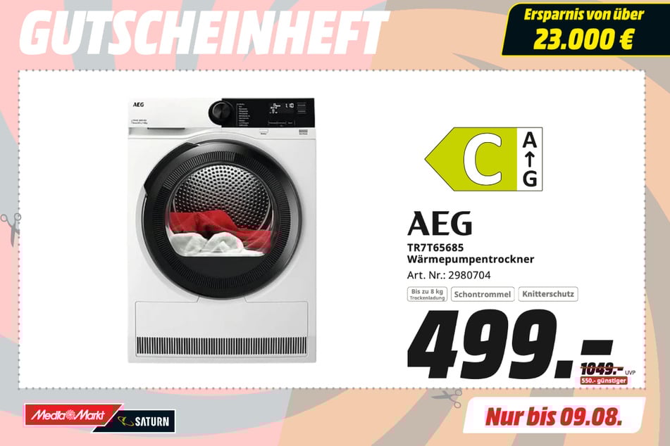 AEG-Wärmepumpentrockner TR7T65685 für 499 statt 1.049 Euro.