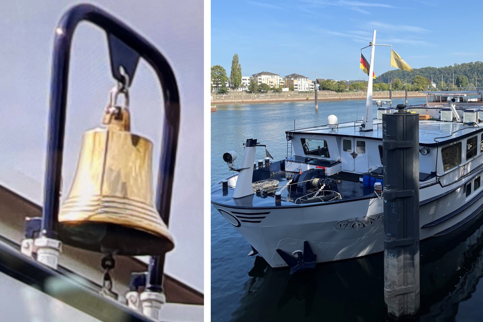 Diese kupferne Glocke (l.) klauten die bislang unbekannten Täter von einem Fahrgastschiff in Koblenz.
