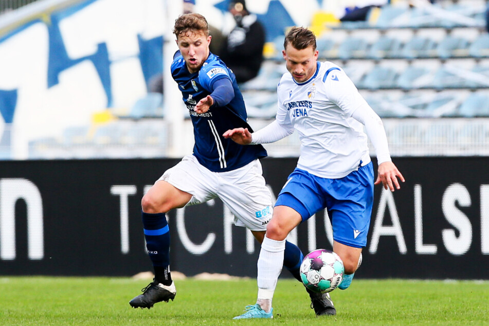 Tim Campulka (l.) wurde für drei Spiele gesperrt und fehlt deshalb gegen Chemie Leipzig.