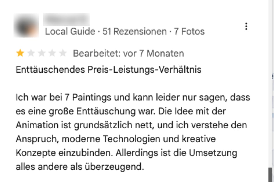 Bewertungen wie diese erreichten die Event-Dinnershow "7 Paintings" in Hannover.