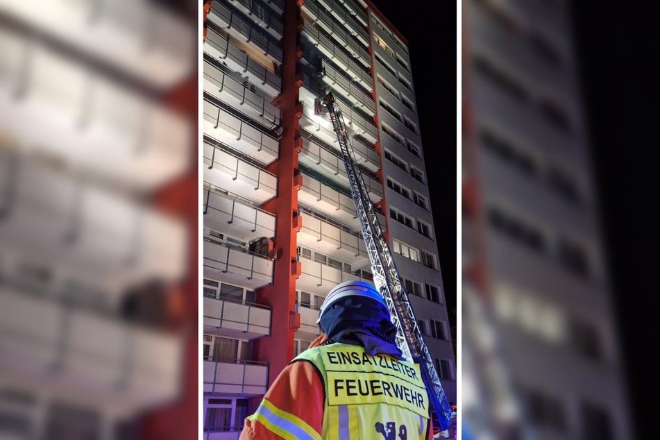 Die Feuerwehr Braunschweig rückte mit einer Drehleiter an.