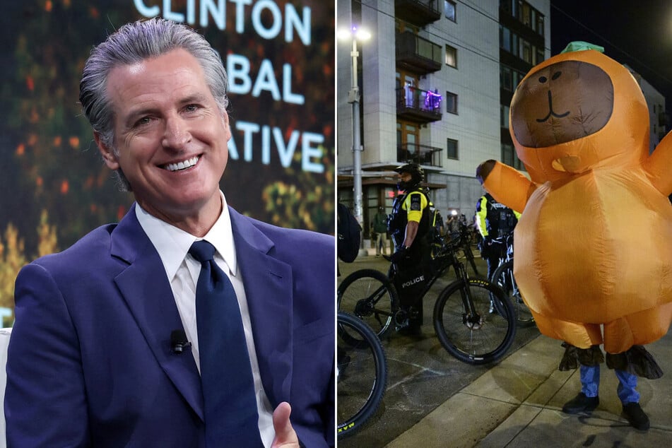 California Governor Gavin Newsom trolled the Trump administration by sharing a clip of people in funny costumes dancing in front of federal agents in Portland.