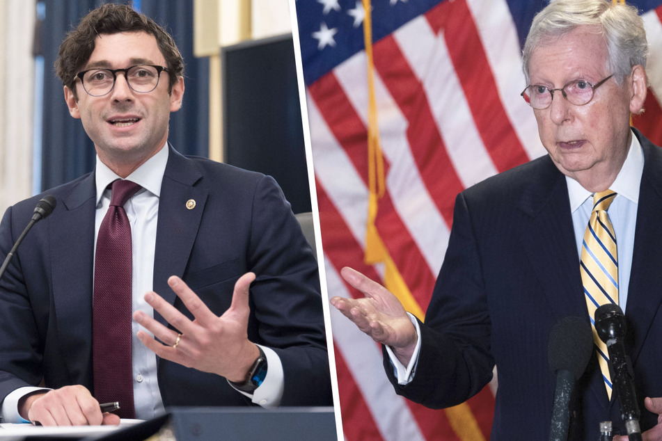 Senators Jon Ossoff (l.) and Mitch McConnell sparred over the FTPA's proposed campaign finance reforms.