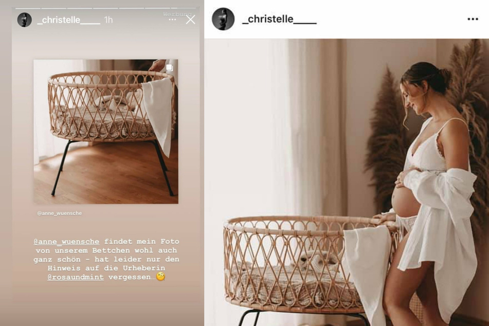 Anne Wünsche (30, nicht im Bild) bediente sich ganz offensichtlich beim Foto von Christa Buck mit dem Babybettchen und lud es auf ihrem eigenen Instagram-Profil hoch.