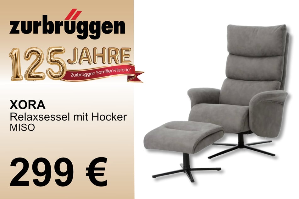 Der XORA Relaxsessel mit Hocker für 299 Euro.