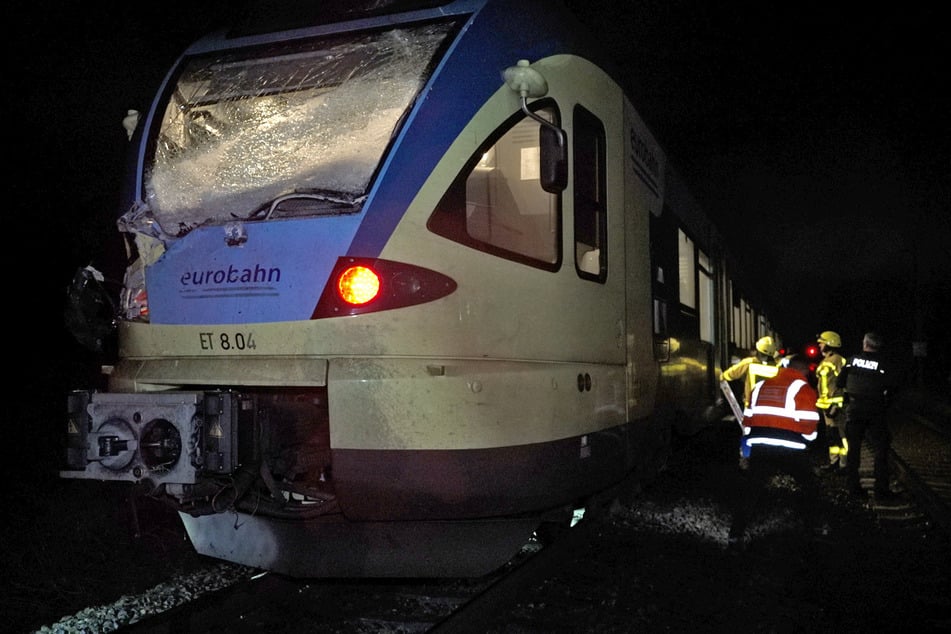 Bei dem Zusammenstoß des Zuges mit einem Baum wurden der Zugführer sowie ein Fahrgast verletzt.