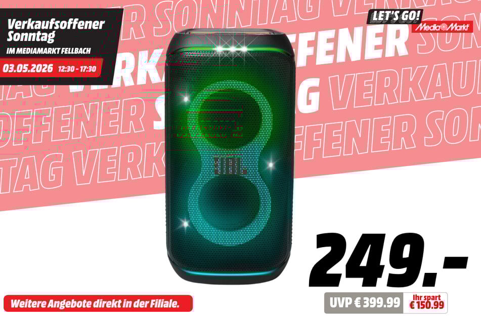 JBL-Partyspeaker PartyBox Club 120 für 249 statt 399,99 Euro.