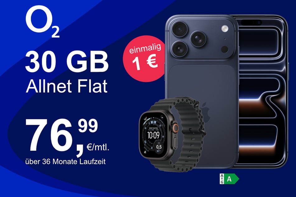 Bei o2 gibt's das iPhone 17 Pro mit Watch Ultra 3 für nur 1 Euro.