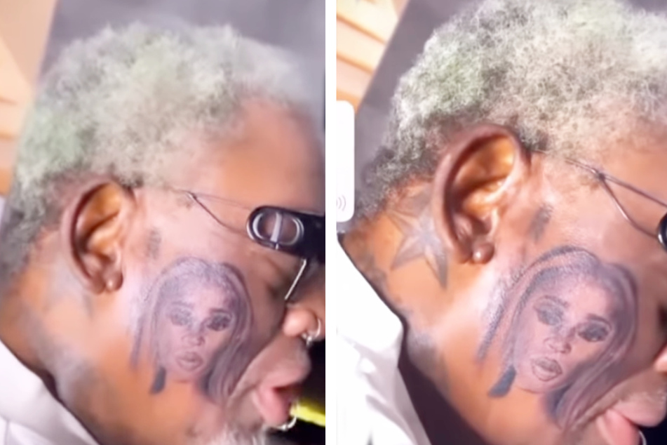 Basketball legend Dennis Rodman had his girlfriend's face tattooed on his cheek.