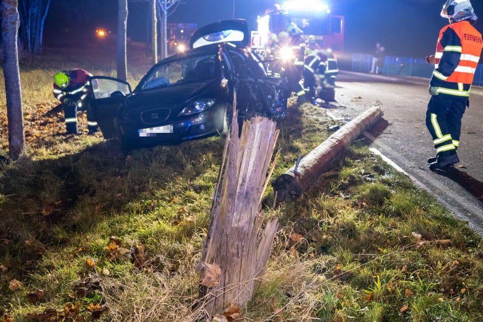 Der Seat-Fahrer krachte gegen einen Baum und einen Mast.