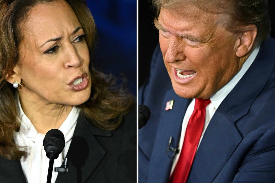 Kamala Harris (l.) on Saturday challenged Donald Trump (r.) to another debate in the lead-up to the US presidential election, but the Republican snubbed the offer, saying it was "too late."