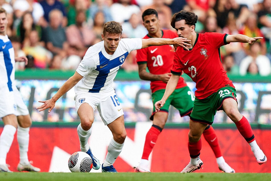 Anssi Suhonen (23) hatte mit der finnischen Auswahl gegen Portugal das Nachsehen.