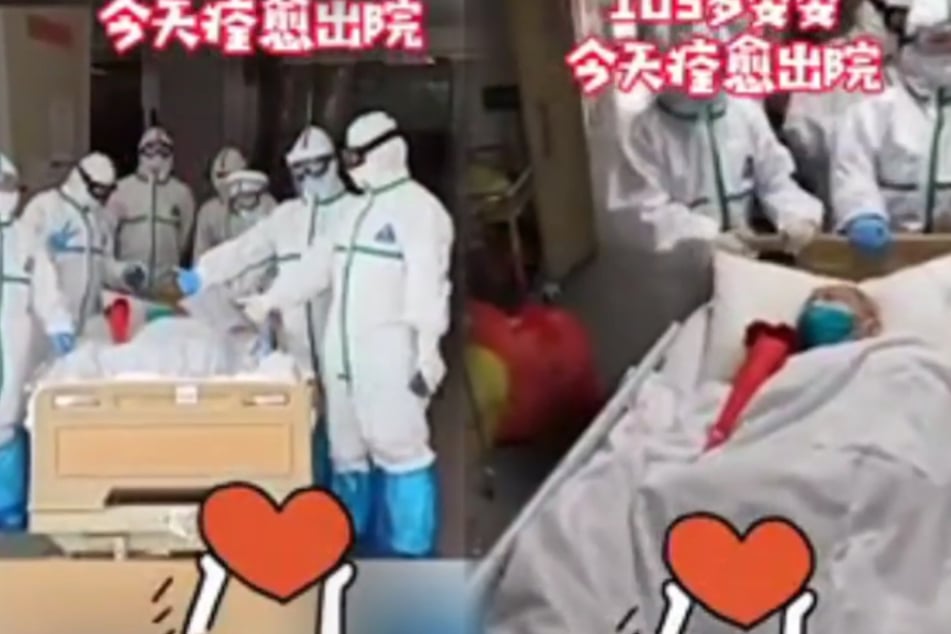 Zhang Guangfen (103) in ihrem Krankenhausbett.