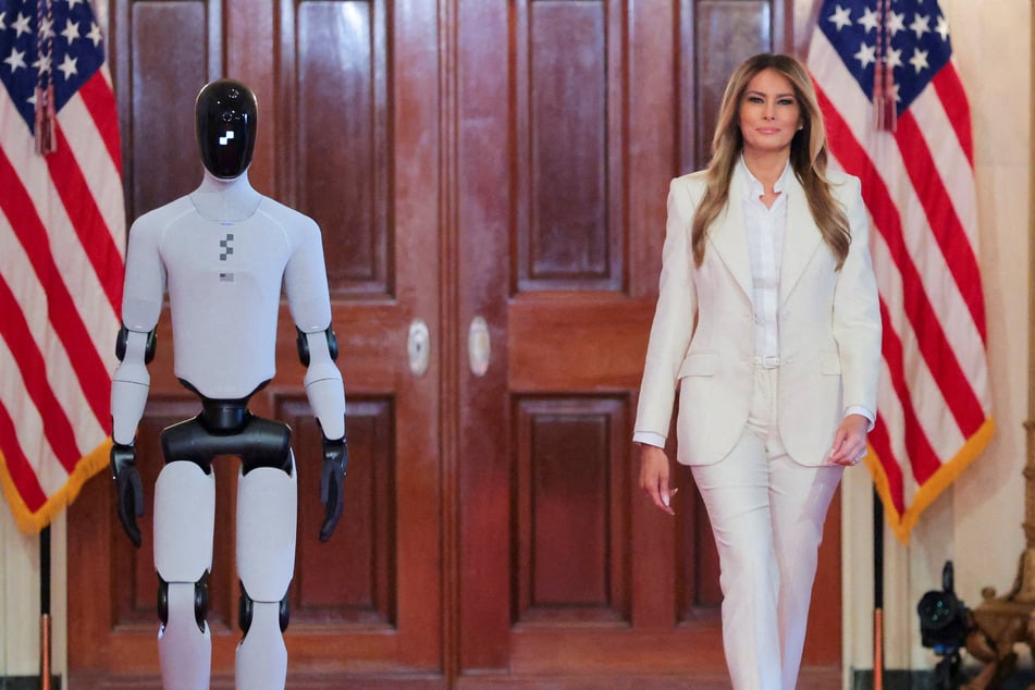 First Lady Melania Trump was joined by a humanoid robot as she hosted an event about the use of AI in children's education.