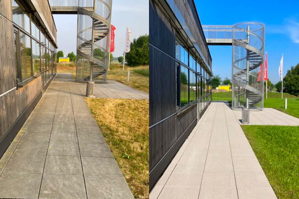 Schmutz adé, Glanz olé. Durch eine professionelle Steinreinigung von TRODATEC wird die Terrasse wieder zum Hingucker.