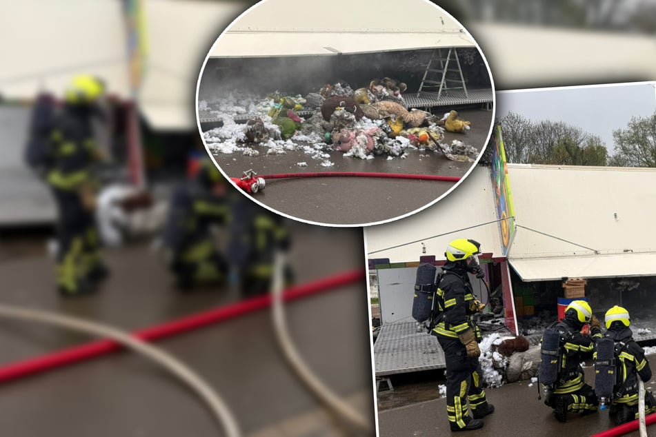Leipzig: Dutzende verschmorte Plüschtiere: Schaustellerwagen auf Leipziger Kleinmesse in Brand