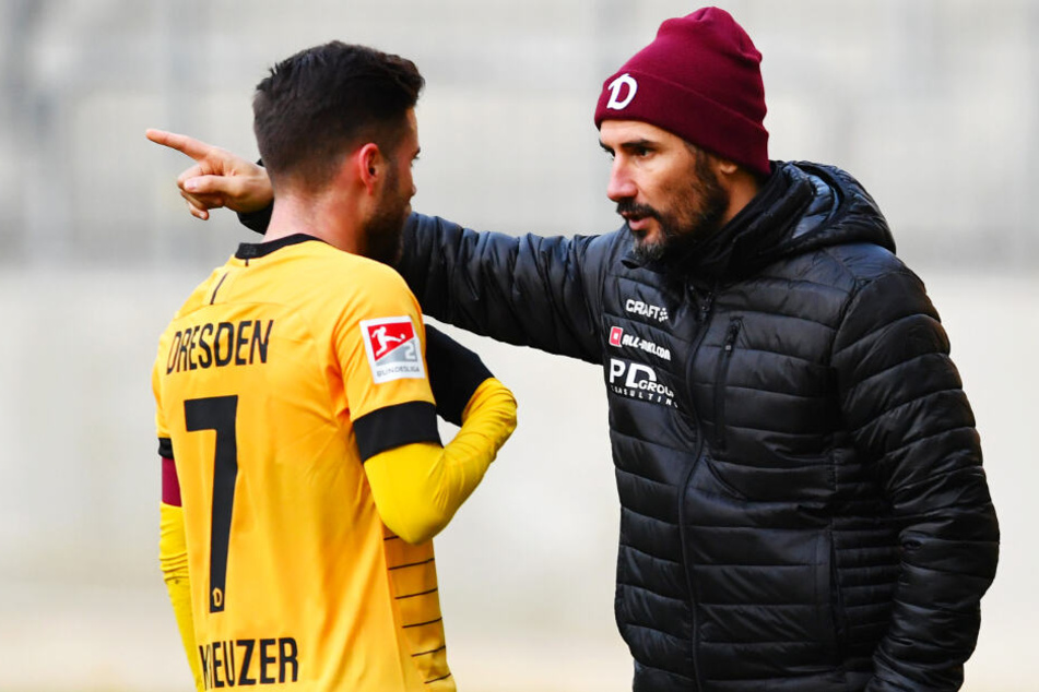 Schickt Dynamo-Trainer Cristian Fiel (r.) Niklas Kreuzer beim HSV ins Rennen?